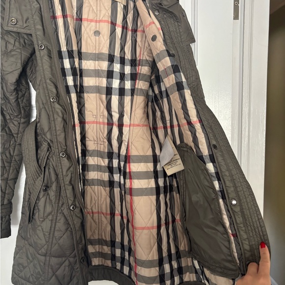 Burberry Olive Quilted Trench Coat - Picture 3 of 12